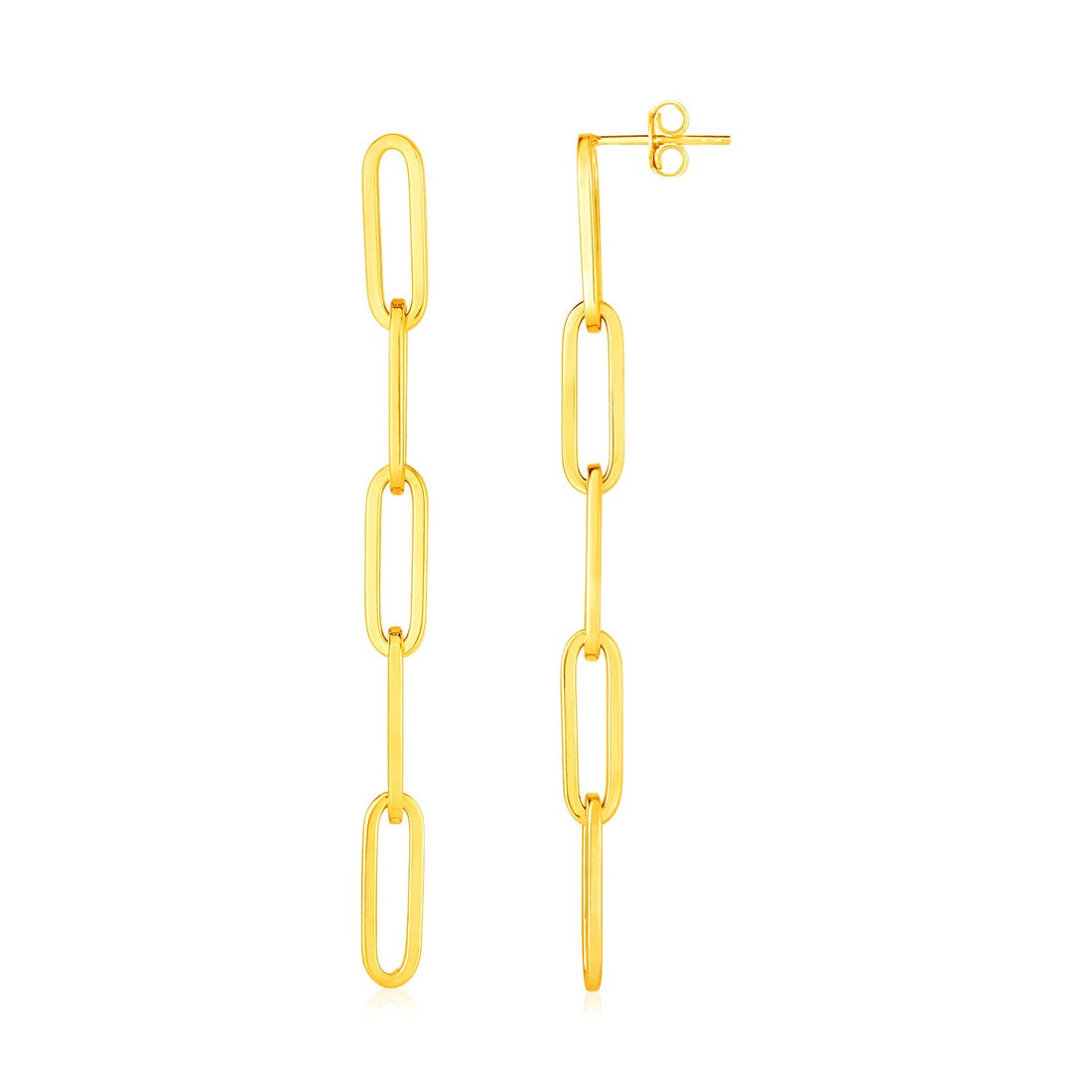 14K Yellow Gold Five Link Paperclip Chain Earrings - necklaces