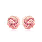 14k Rose Gold Love Knot with Ridge Texture Earrings - accessories