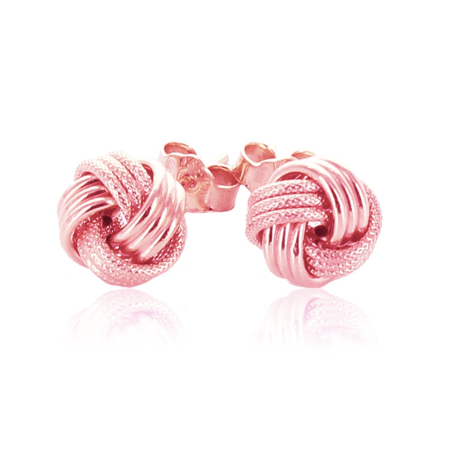 14k Rose Gold Love Knot with Ridge Texture Earrings  DestGlow