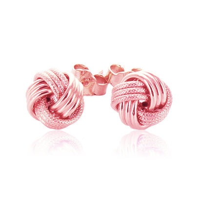 14k Rose Gold Love Knot with Ridge Texture Earrings  DestGlow