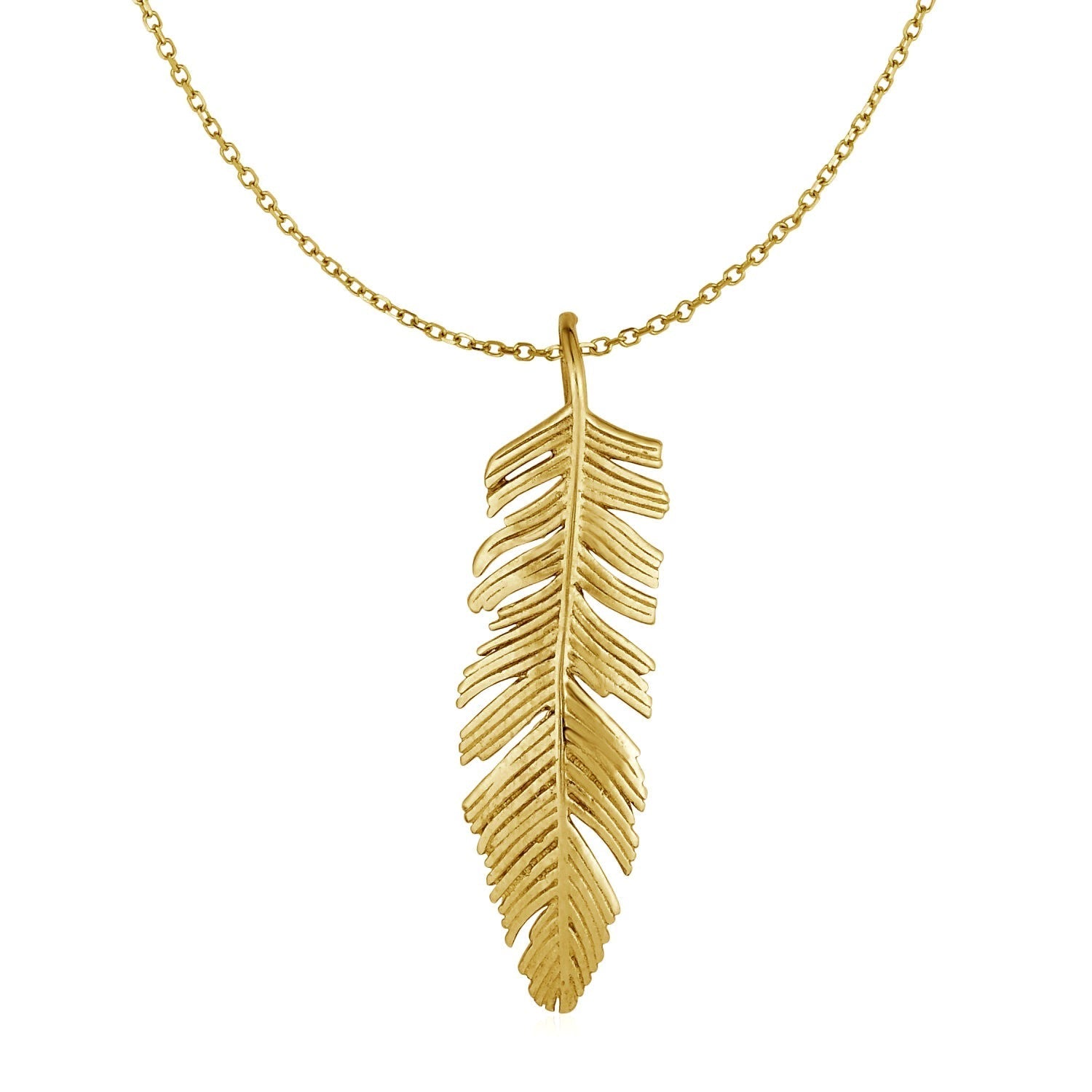 Feather Pendant in 10k Yellow Gold 