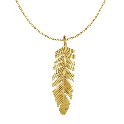 Feather Pendant in 10k Yellow Gold 