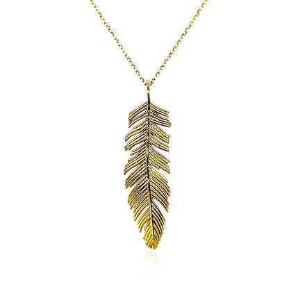 Feather Pendant in 10k Yellow Gold