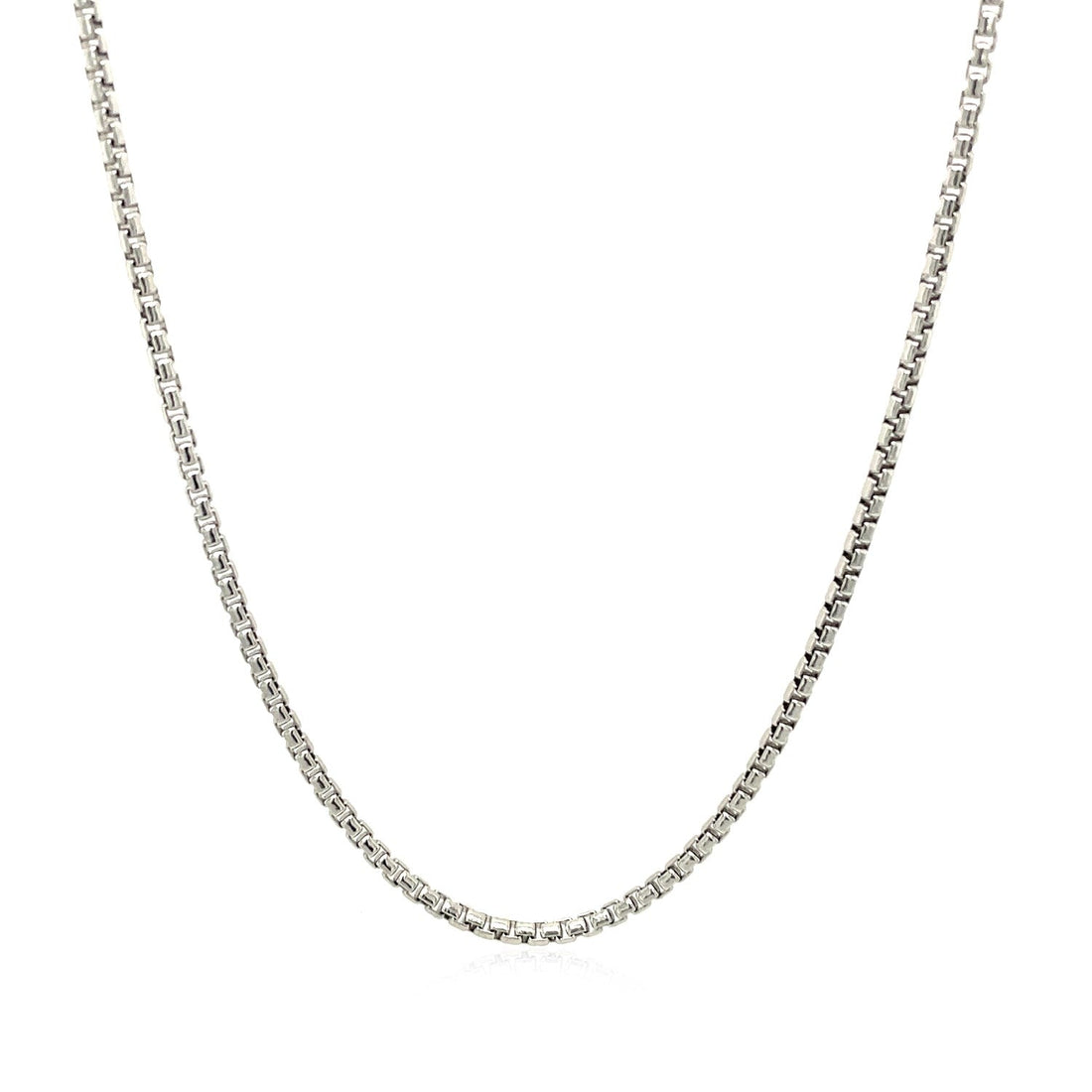 Sterling Silver Rhodium Plated Round Box Chain 1.5mm by Avera Group