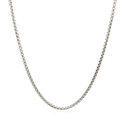Sterling Silver Rhodium Plated Round Box Chain 1.5mm by Avera Group