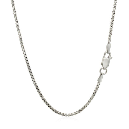 Sterling Silver Rhodium Plated Round Box Chain 1.5mm by Avera Group