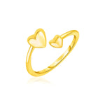 14k Yellow Gold Bypass Style Toe Ring with Polished Hearts - rings