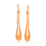 14k Rose Gold Long Polished Teardrop Dangling Earrings - accessories