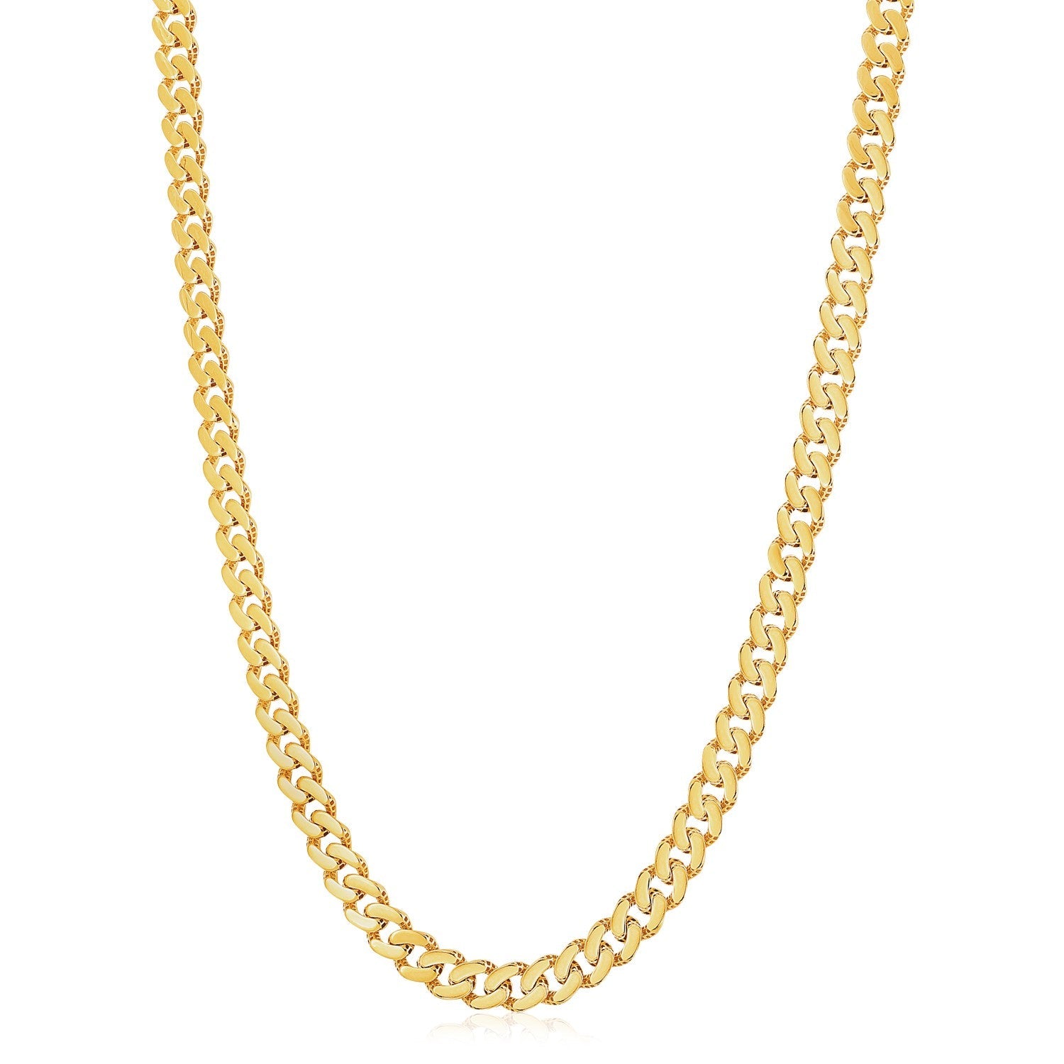 14k Yellow Gold White Pave High Polish Modern Lite Miami Cuban Chain (8.0mm) by Bids.com
