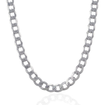 Rhodium Plated 11.6mm Sterling Silver Curb Style Chain by Bids.com