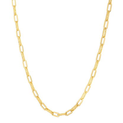 14k Yellow Gold Diamante Paperclip Chain Necklace (4.00 mm) by Bids.com