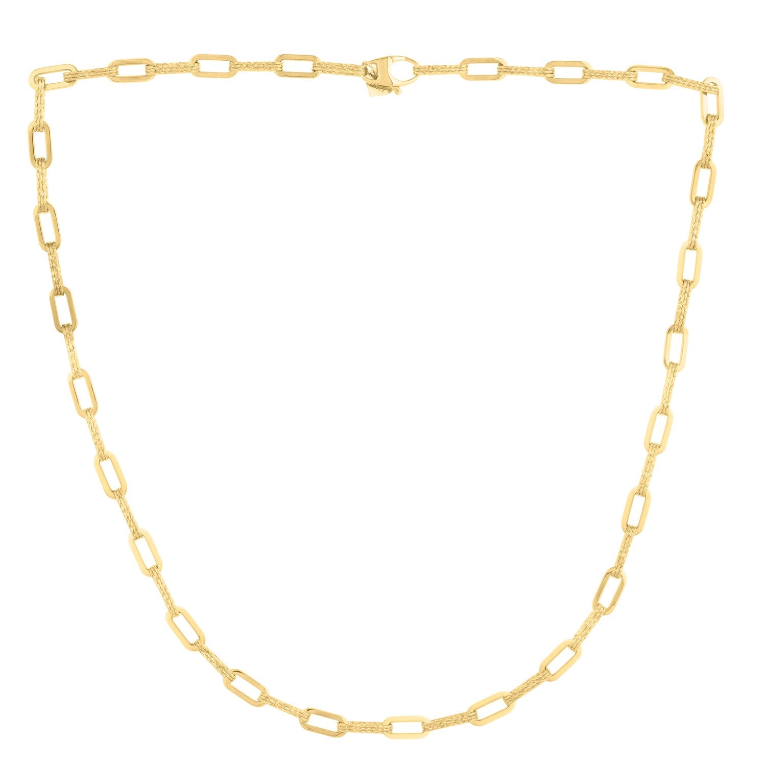 14k Yellow Gold Diamante Paperclip Chain Necklace (4.00 mm) by Bids.com