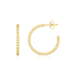 14K Yellow Gold Bead Hoop Earrings(2x23.4nn) - earrings