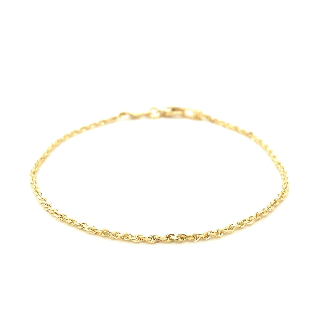 10k Yellow Gold Solid Diamond Cut Rope Bracelet (1.60 mm) - DestGlow