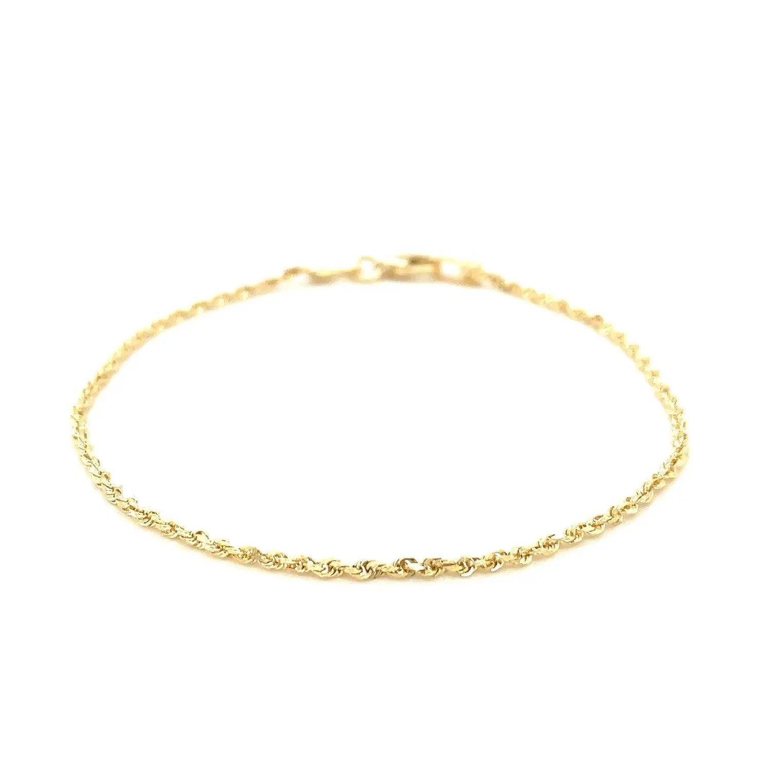 10k Yellow Gold Solid Diamond Cut Rope Bracelet 1.5mm 