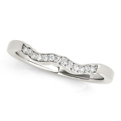 14k White Gold Wavy Style Diamond Wedding Ring (1/15 cttw) by Bids.com