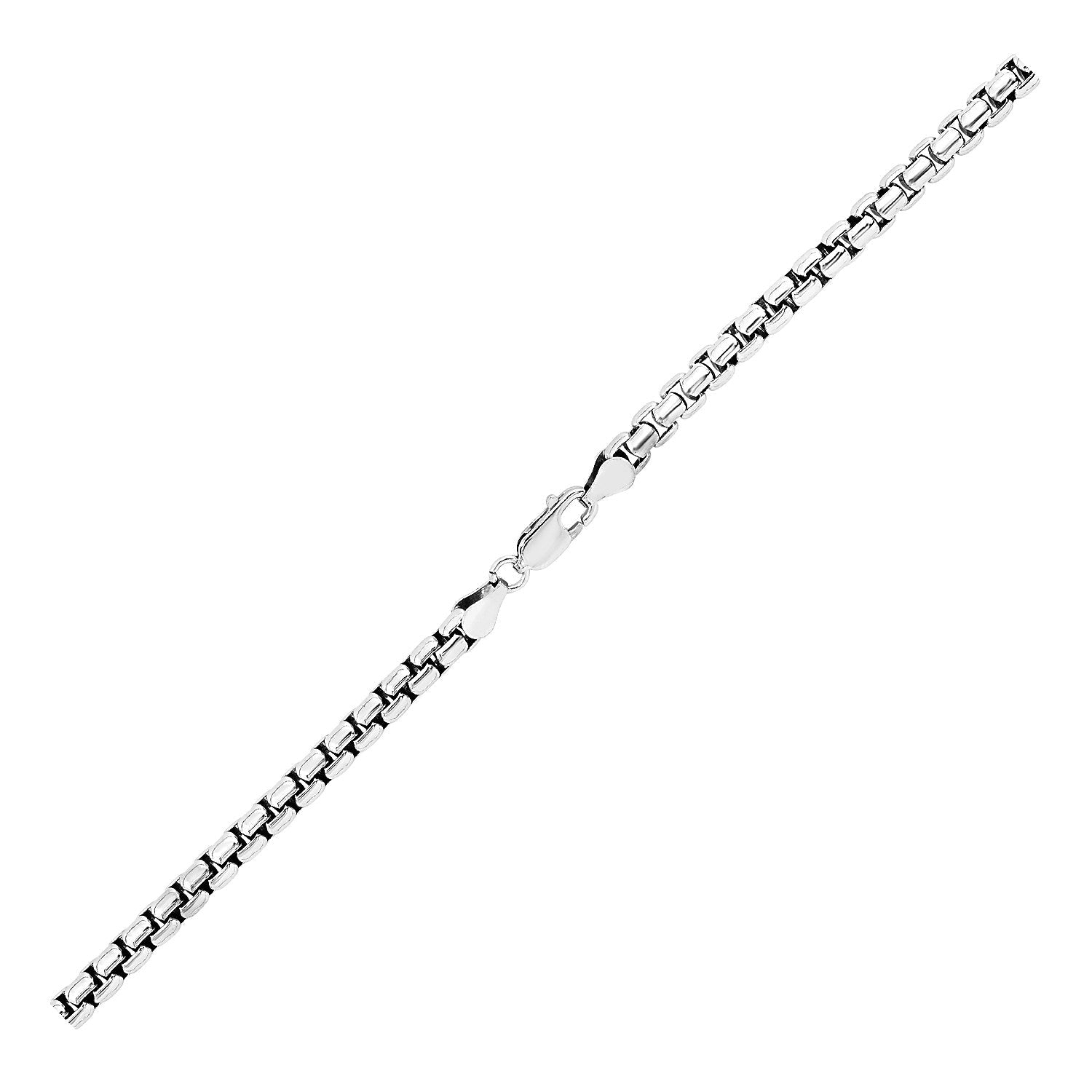 4.4mm Sterling Silver Rhodium Plated Round Box Chain - DestGlow