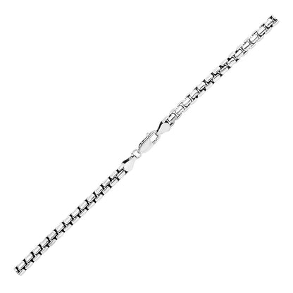 4.4mm Sterling Silver Rhodium Plated Round Box Chain - DestGlow