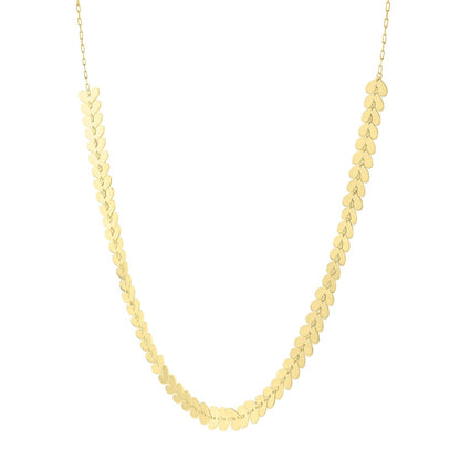 14k Yellow Gold Polished Heart Link Chain Necklace by Bids.com