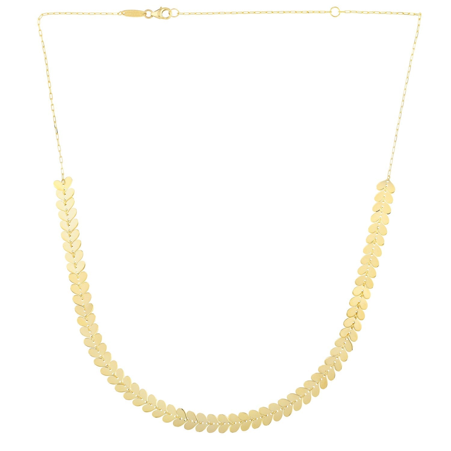 14k Yellow Gold Polished Heart Link Chain Necklace by Bids.com