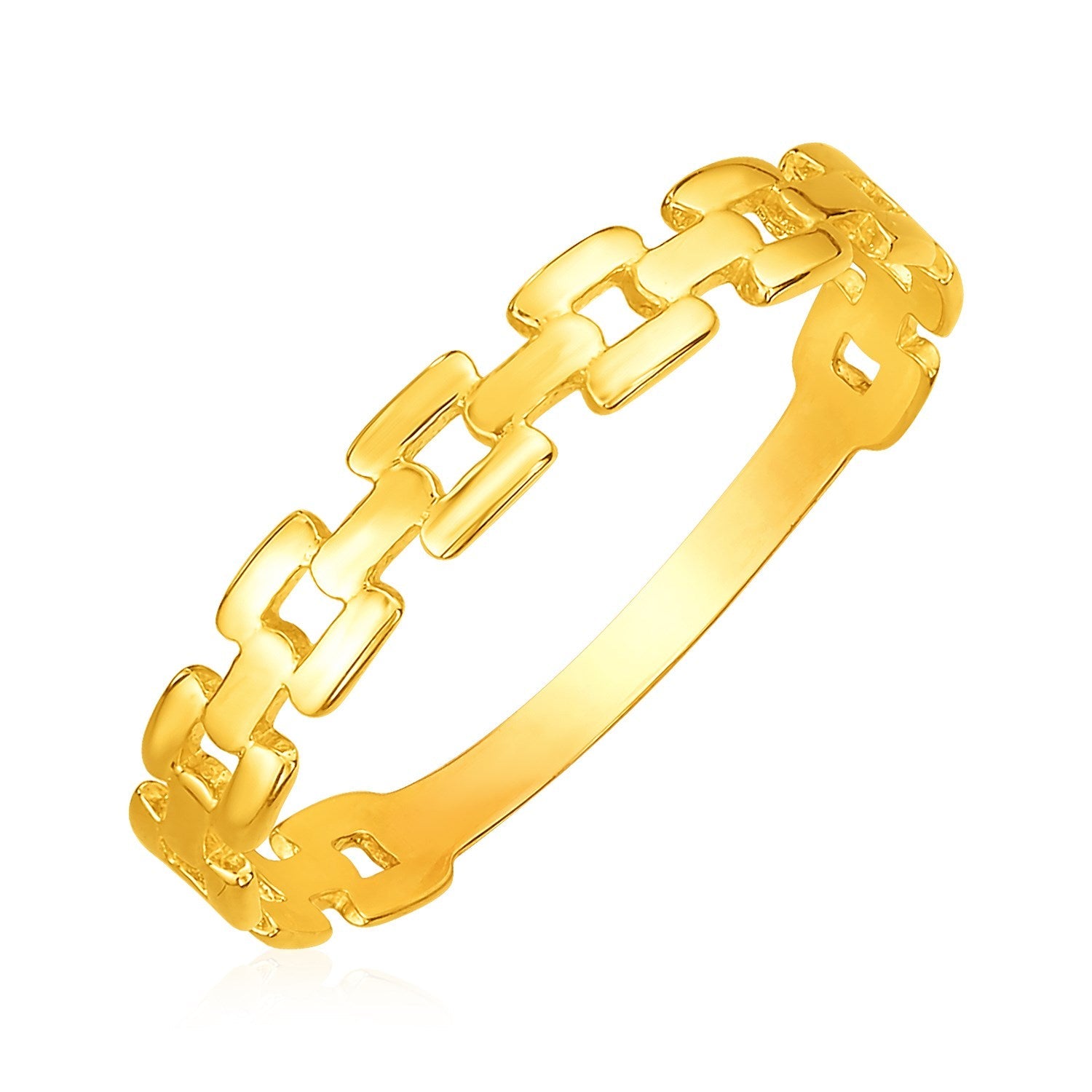 14k Yellow Gold Chain Link Ring - necklaces