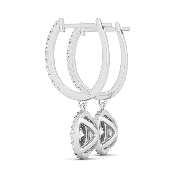 14k White Gold Double Halo Round Diamond Drop Earrings (1 cttw) by Bids.com