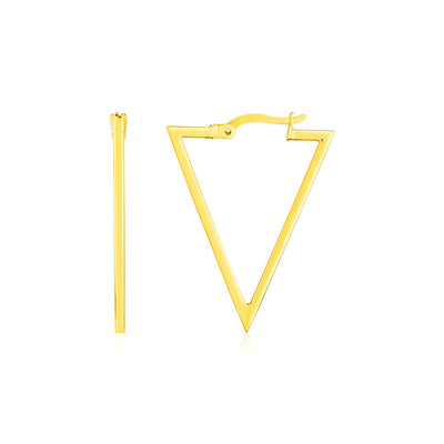 14K Yellow Gold Triangle Hoop Earrings - DestGlow
