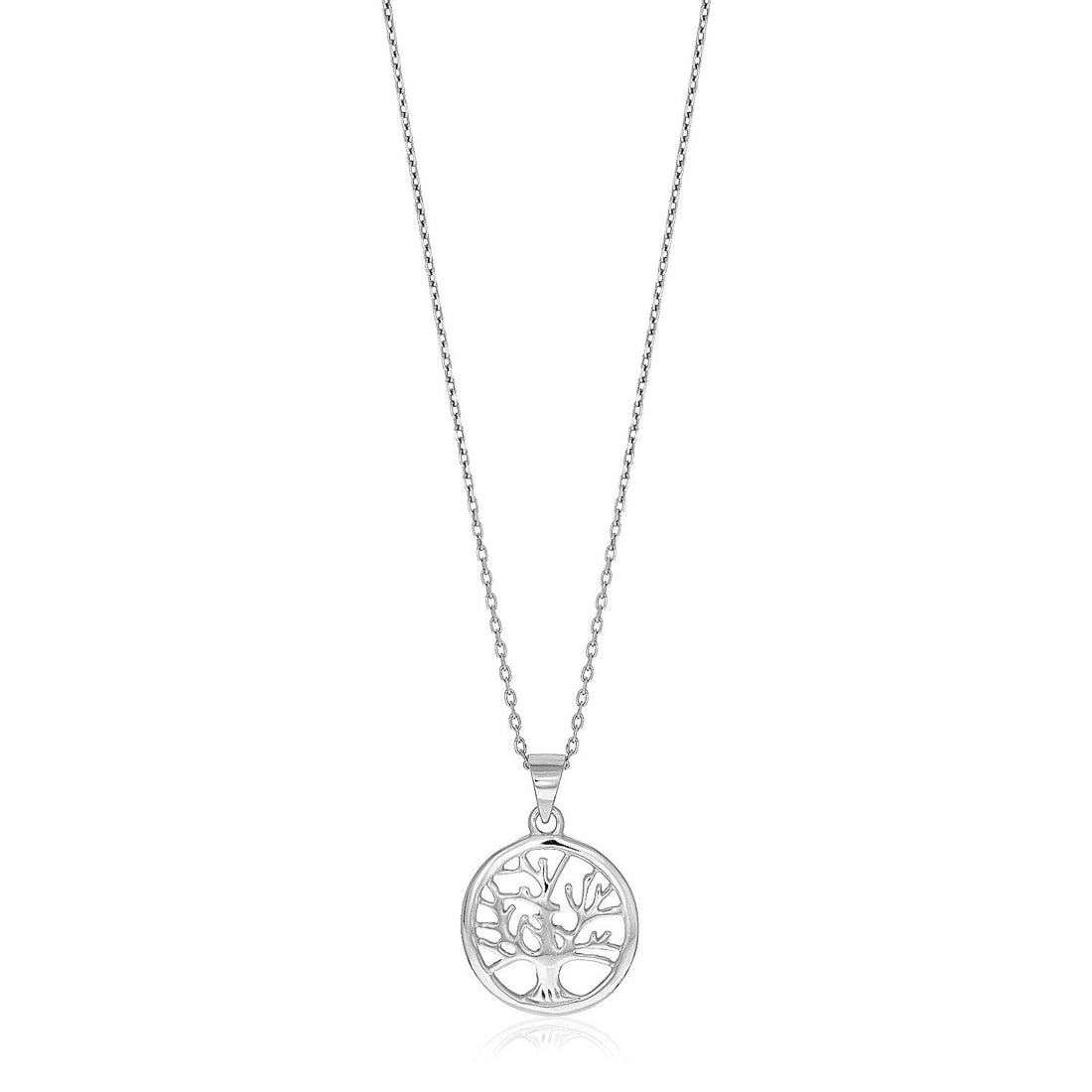 Sterling Silver inch Round Tree of Life Necklace - DestGlow