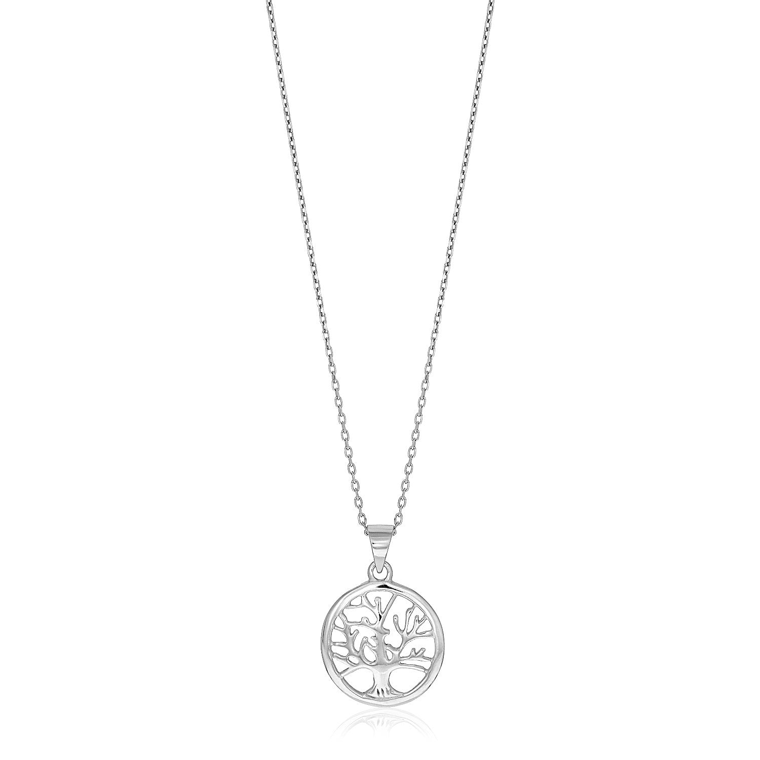 Sterling Silver inch Round Tree of Life Necklace - DestGlow