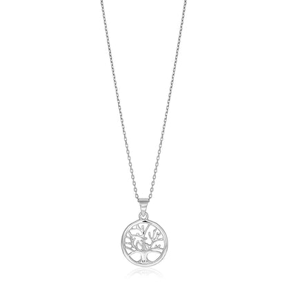 Sterling Silver inch Round Tree of Life Necklace by Avera Group
