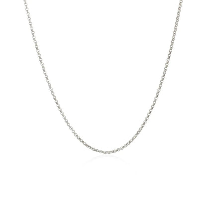 14k White Gold Diamond Cut Rolo Chain 1.1mm 