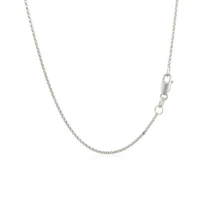 14k White Gold Diamond Cut Rolo Chain 1.1mm 