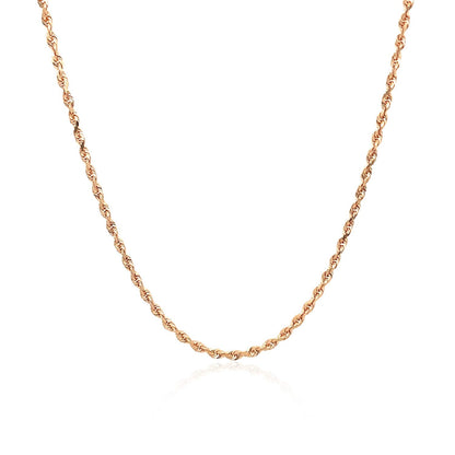 14k Rose Gold Solid Diamond Cut Rope Chain 1.5mm by Bids.com