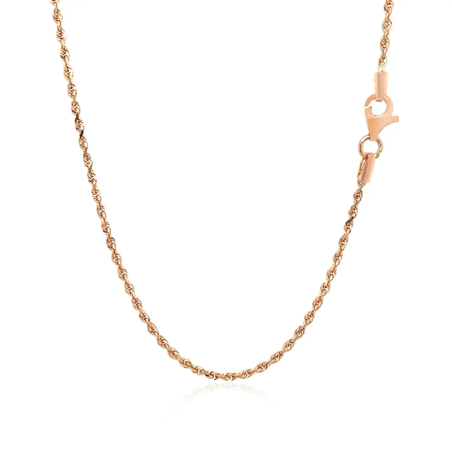 14k Rose Gold Solid Diamond Cut Rope Chain 1.5mm 
