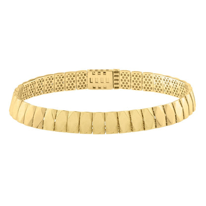 14k Yellow Gold Diamond Shaped Tile Length Bracelet (7.10 mm) by Bids.com