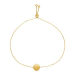 Adjustable Bracelet with Shiny Circle in 14k Yellow Gold (7.50 mm) - DestGlow