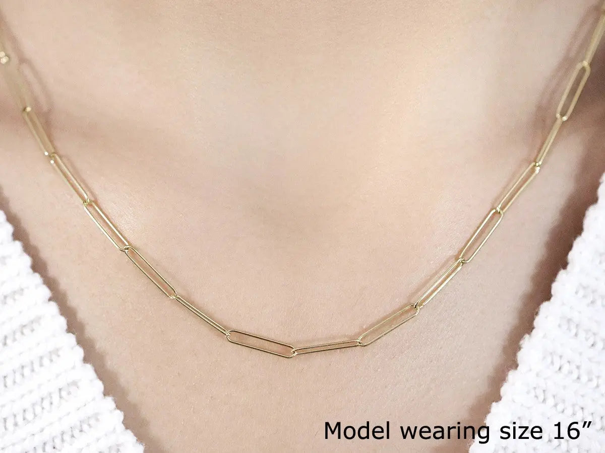 14k Yellow Gold Wire Paperclip Chain (2.7mm) 