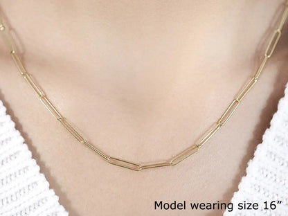 14k Yellow Gold Wire Paperclip Chain (2.7mm) 