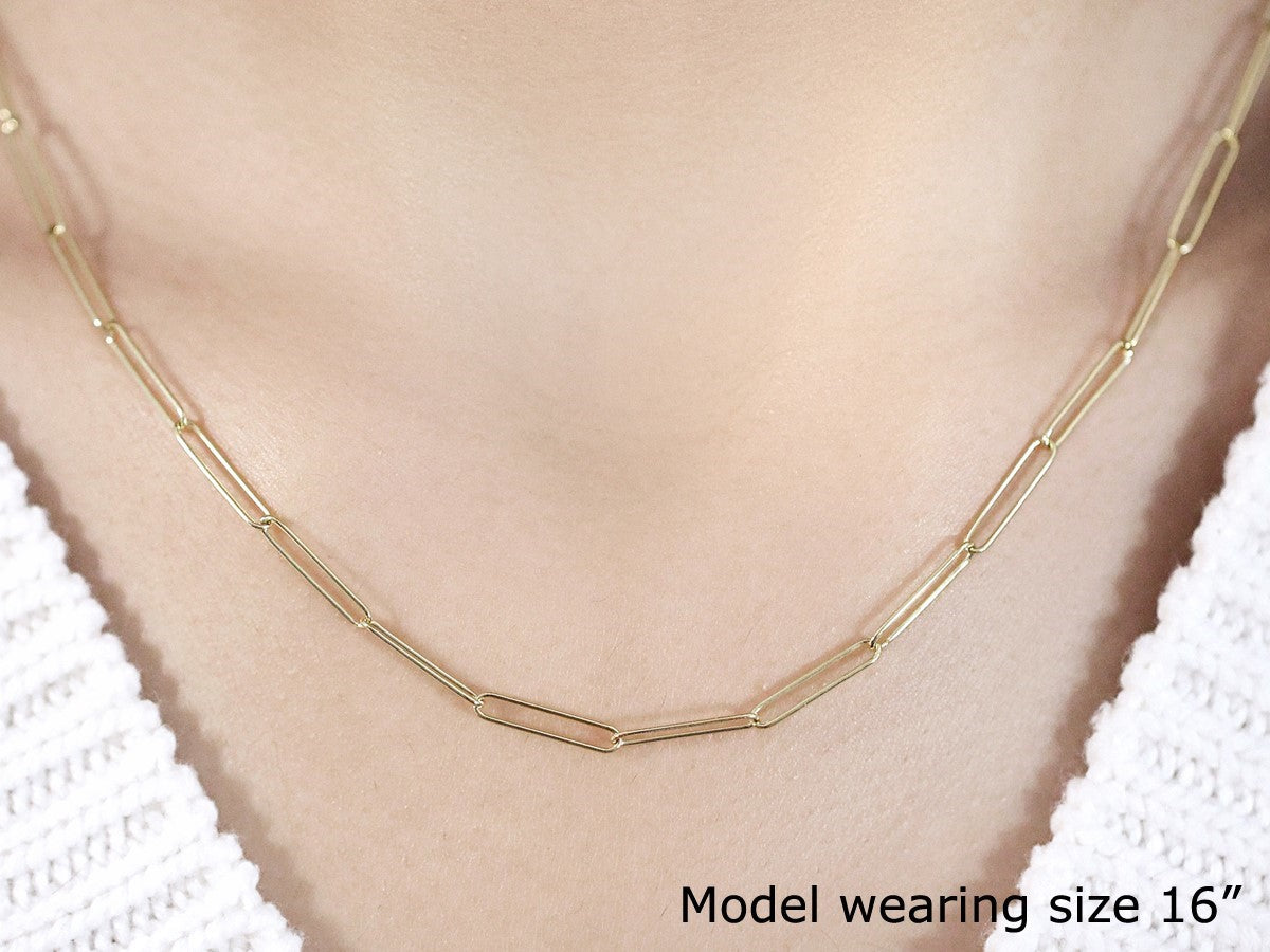 14k Yellow Gold Wire Paperclip Chain (2.7mm) by Bids.com