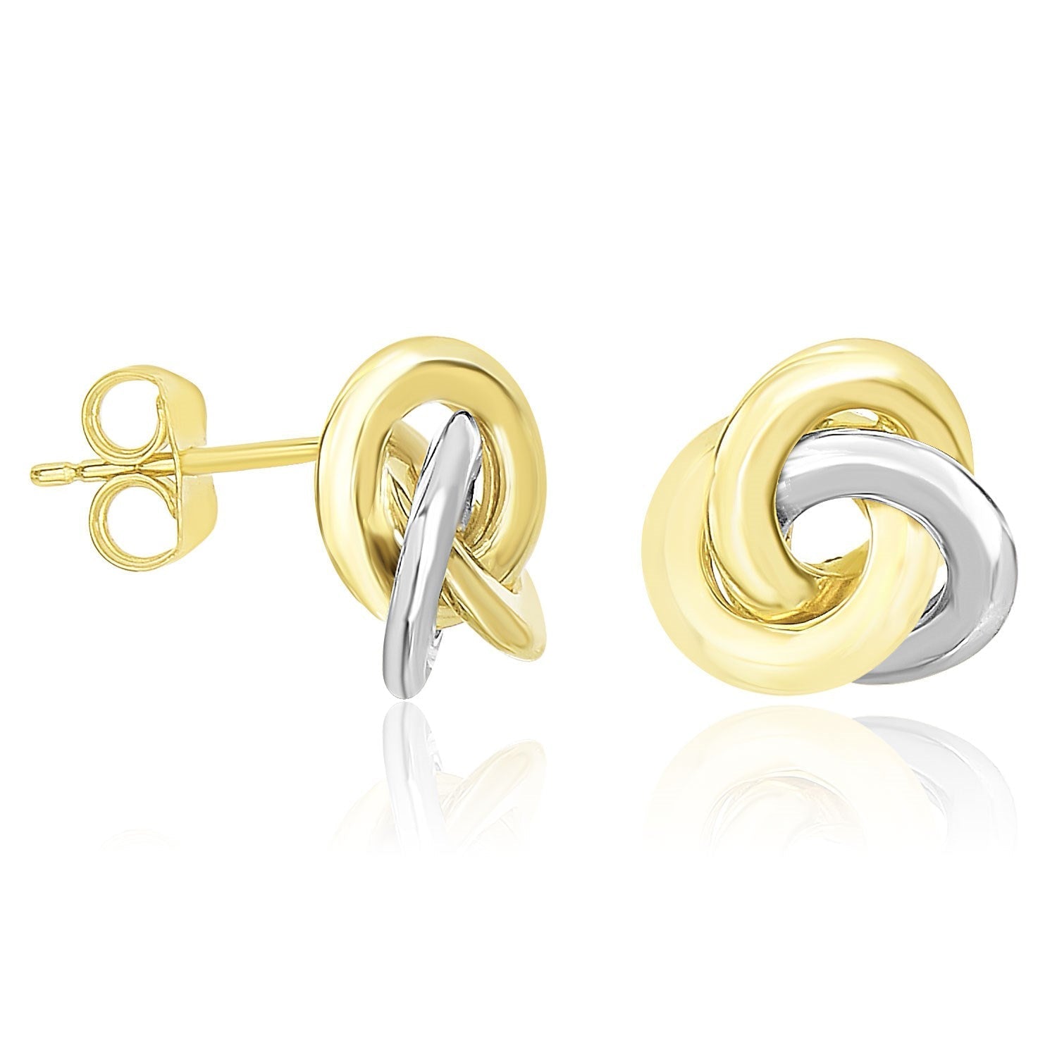 14k Two-Tone Gold Shiny Intertwined Open Circle Earrings  DestGlow