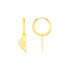 14K Yellow Gold Hoop Earrings with Angel Wings by Avera Group