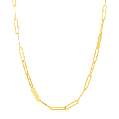 14k Yellow Gold Alternating Paperclip Chain Link and Gold Bar Necklace by Bids.com