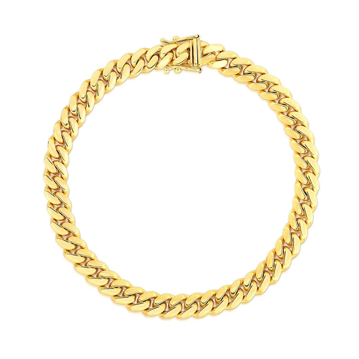 7.0mm 14k Yellow Gold Classic Miami Cuban Solid Bracelet by Bids.com