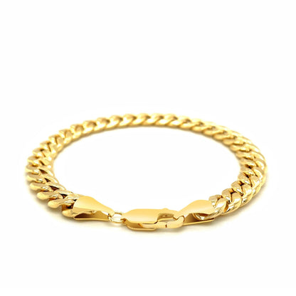 7.8mm 14k Yellow Gold Miami Cuban Semi Solid Bracelet by Bids.com
