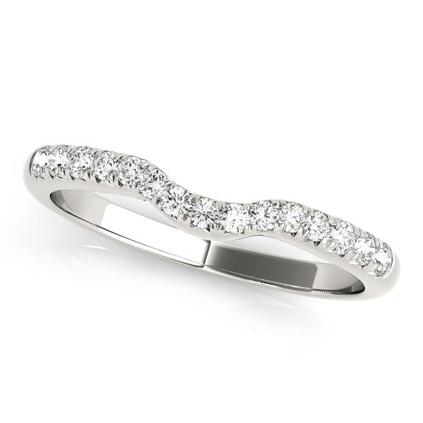 14k White Gold Pave Set Curved Diamond Wedding Band (1/5 cttw) by Bids.com