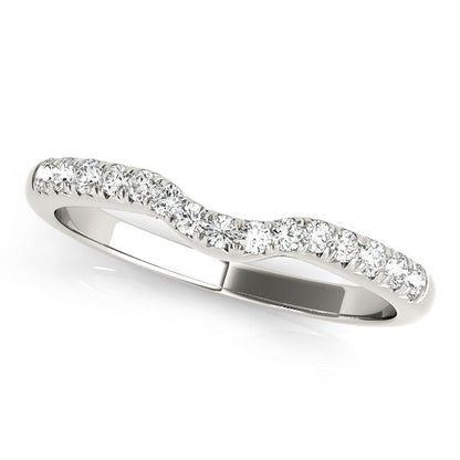 14k White Gold Pave Set Curved Diamond Wedding Band (1/5 cttw) by Bids.com