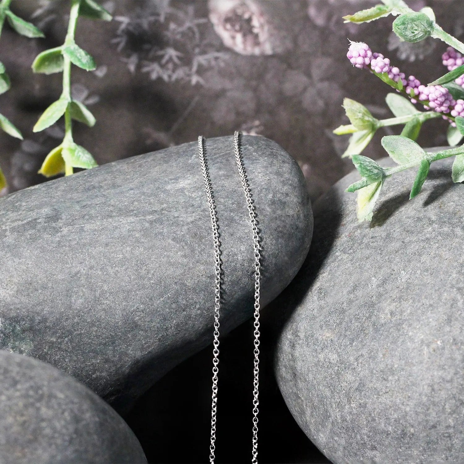 14k White Gold Round Cable Link Chain 1.1mm 