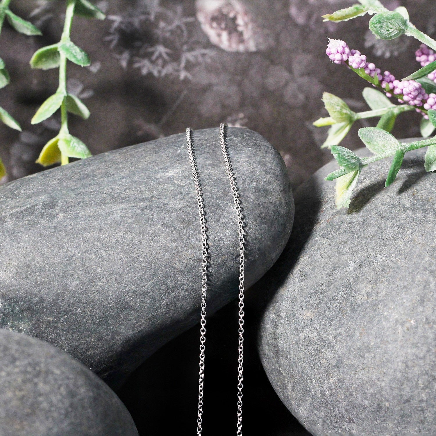14k White Gold Round Cable Link Chain 1.1mm by Bids.com