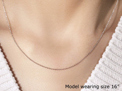 14k White Gold Round Cable Link Chain 1.1mm by Bids.com