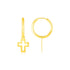 14K Yellow Gold Hoop Polished Earrings with Crosses by Avera Group